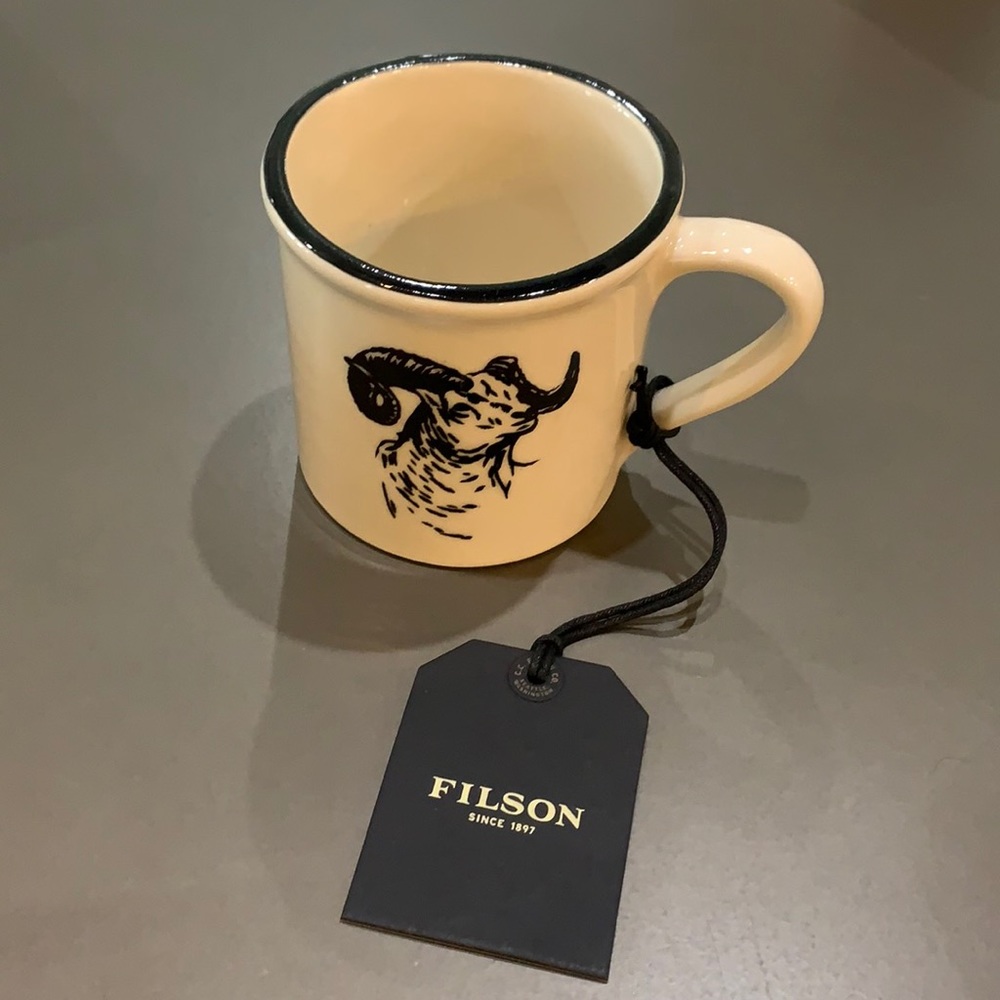 Filson Ram Stoneware Mug, Natural Coffee Mug, Made in the USA